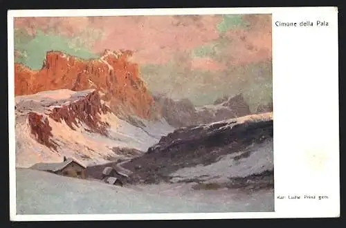 Künstler-AK Karl Ludwig Prinz: San Martino di Castrozza, Cimone della Pala, Rotes Kreuz Kriegsfürsorgeamt Nr. 414