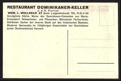 AK Wien, Restaurant Dominikaner-Keller, Wollzeile 37