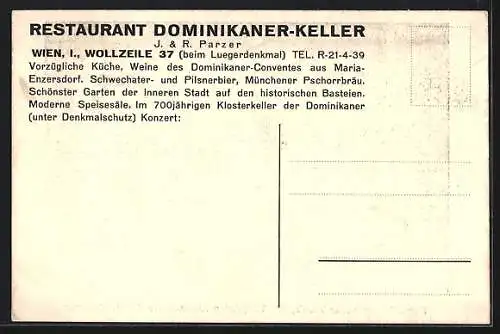 AK Wien, Restaurant Dominikaner-Keller, Wollzeile 37