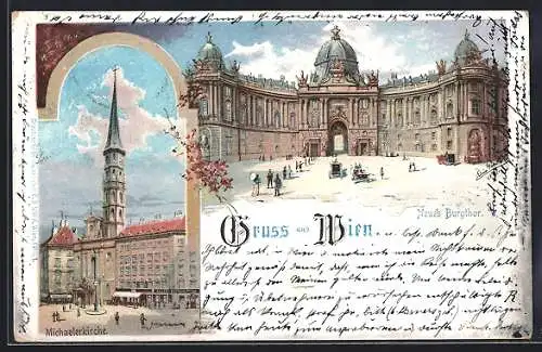 Künstler-AK Erwin Pendl: Wien, Hofburg, Neues Burgtor, Michaelerkirche