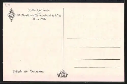 AK Wien, 10. Deutsches Sängerbundesfest 1928, Festzelt am Burgring, Wappen