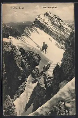 AK Halltal /Tirol, Bettelwurfspitzen mit Bergsteiger