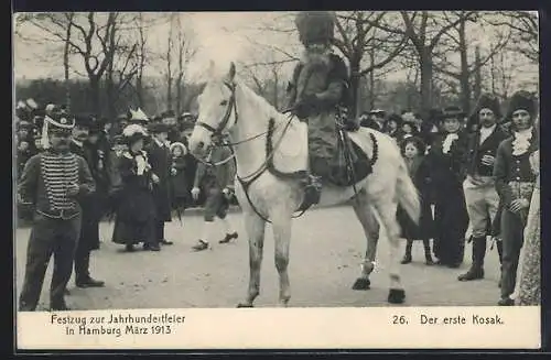 AK Hamburg, Festzug zur Jahrhundertfeier März 1913, Der erste Kosak