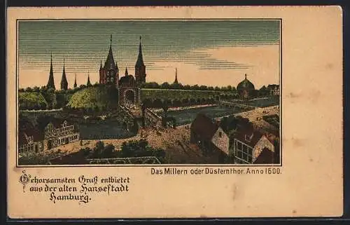 Lithographie Hamburg-St. Pauli, Das Millern oder Düsternthor