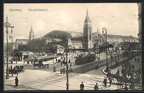 AK Hamburg-St.Georg, Ansicht vom Hauptbahnhof, Strassenbahn