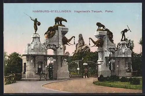 AK Hamburg-Stellingen, Carl Hagenbeck`s Tierpark, Portal