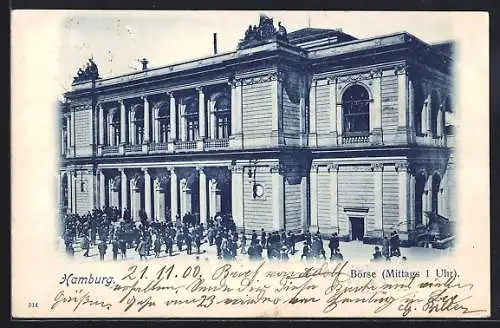 AK Hamburg, Partie an der Börse Mittags um 1:00 Uhr