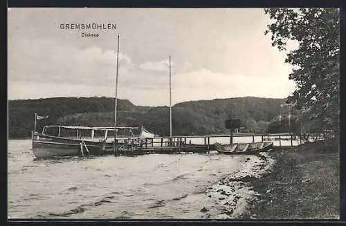 AK Gremsmühlen, Passagierboot Friedrich August am Anleger am Dieksee