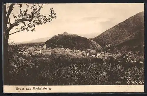 AK Michelsberg, Stadtansicht mit Burg