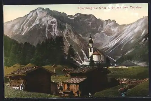 AK Obernberg, Blick auf Kirche und Tribulaun