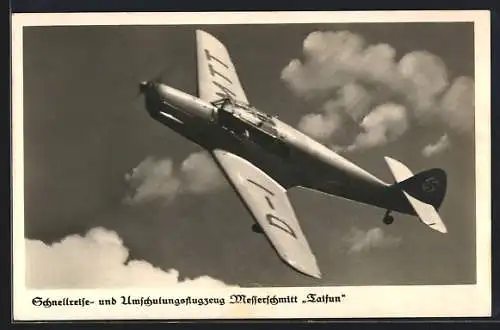 AK Schnellreise- u. Umschulungsflugzeug Messerschmitt Taifun, Postkuriosum!