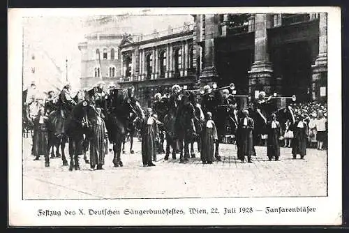 AK Wien, Festzug des X. Deutschen Sängerbundfestes 1928, Fanfarenbläser