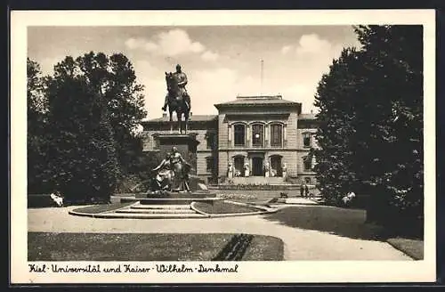 AK Kiel, Universität & Kaiser Wilhelm Denkmal