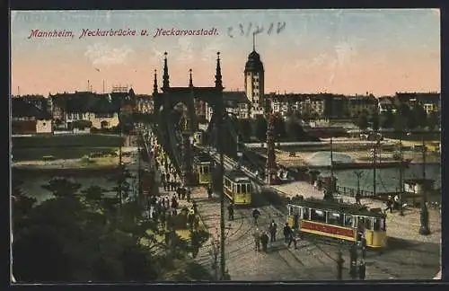 AK Mannheim, Neckarbrücke mit Neckarvorstadt