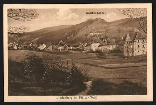 AK Lindenberg / Pfalz, Panorama m. Cyriakus-Kapelle