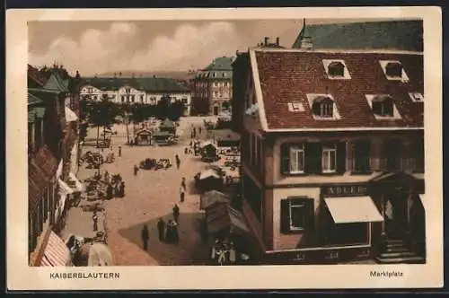 AK Kaiserslautern, Marktplatz, Hotel-Pension Adler