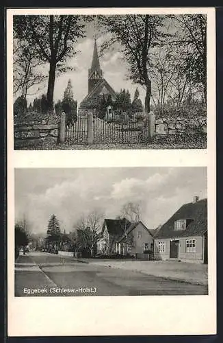 AK Eggebek / Schlesw.-Holst., Hauptstrasse, Kirche, Ortspartie