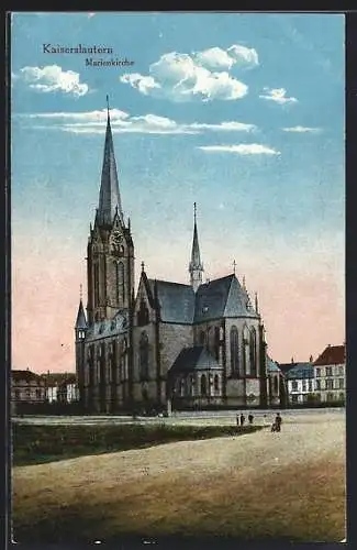 AK Kaiserslautern, Strassenpartie mit Marienkirche