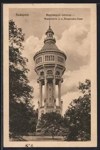 AK Budapest, Wasserturm a. d. Margareten-Insel