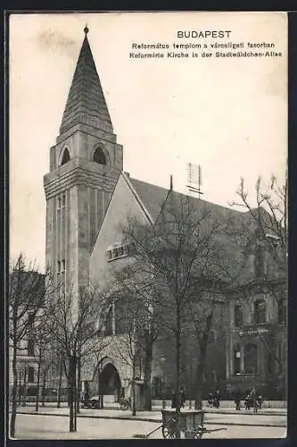 AK Budapest, Reformierte Kirche in der Stadtwäldchen-Allee