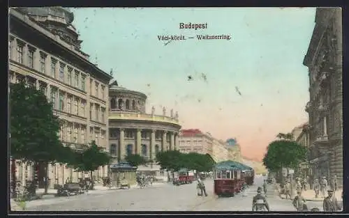 AK Budapest, Strassenbahnverkehr auf dem Waitzner-Ring