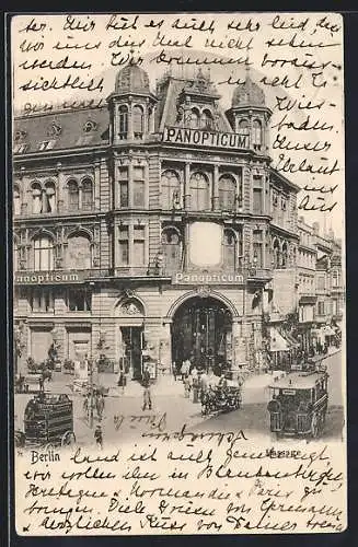 AK Berlin, Litfasssäule am Panopticum in der Friedrichstrasse 158