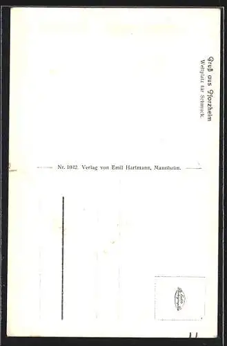 AK Pforzheim, Auerbachdenkmal, Gesamtansicht, Kupferhammer