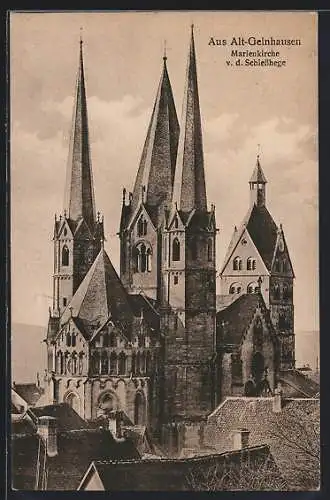 AK Gelnhausen, Blick auf die Marienkirche von der Schiesshege