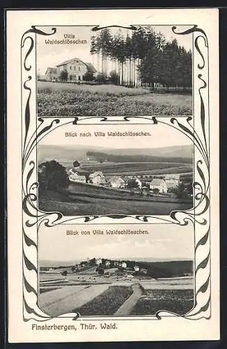 AK Finsterbergen, Villa Waldschlösschen, Teilansicht vom Ort