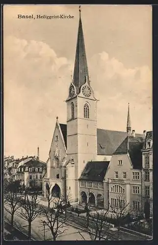 AK Basel, Blick auf die Heiliggeistkirche