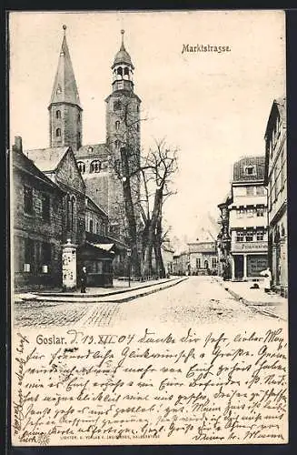 AK Goslar, Marktstrasse und Marktkirche