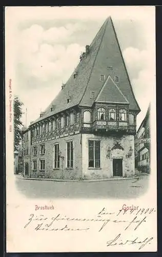 AK Goslar, Strassenpartie am Gasthaus Brusttuch