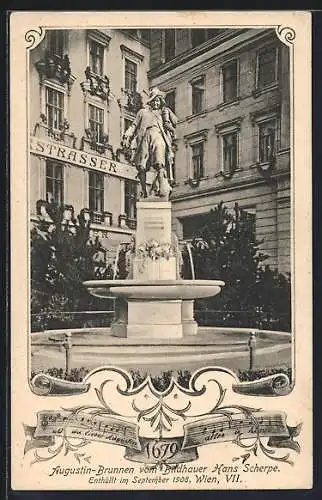 AK Wien, Augustinbrunnen in der Kellermanngasse, Enthüllung 1908