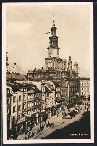 AK Posen / Poznan, Strassenpartie am Rathaus