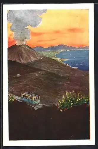 AK Vesuv, Vesuvius Railway and Funicular, Bergbahn