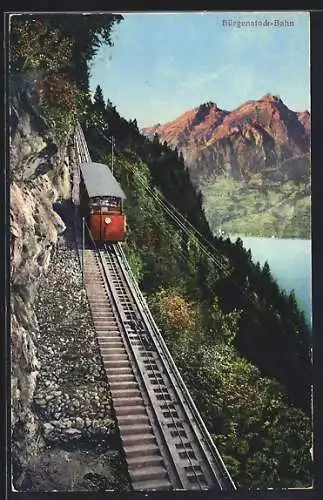 AK Bürgenstock-Bergbahn, Blick ins Gebirge