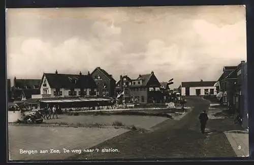 AK Bergen aan Zee, De weg naar`t station, Restaurant Prins Maurits