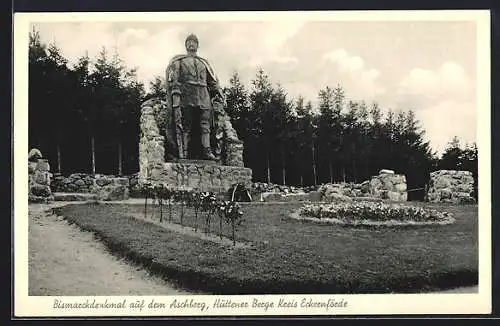 AK Bistensee, Bismarckdenkmal am Aschberg, Hüttener Berge