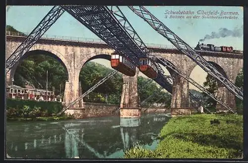 AK Elberfeld, Drei Bahnen an der Sonnborner Brücke