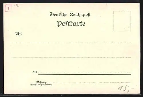 Lithographie Köln-Riehl, Flora mit Vorderansicht, Laubgängen und Floratempel