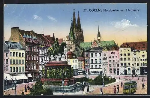 AK Köln, Strassenbahn fährt über den Heumarkt