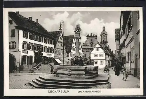 AK Neckarsulm, Marktbrunnen mit Häuseransichten