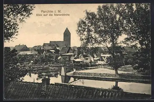 AK Parchim i. M., Blick auf die Marienkirche