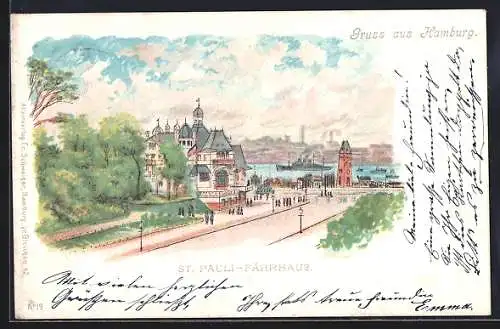 Lithographie Hamburg-St. Pauli, Fährhaus
