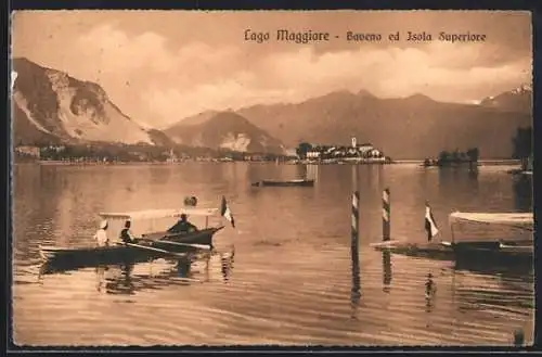 AK Baveno, Blick über den Lago Maggiore nach Isola Superiore