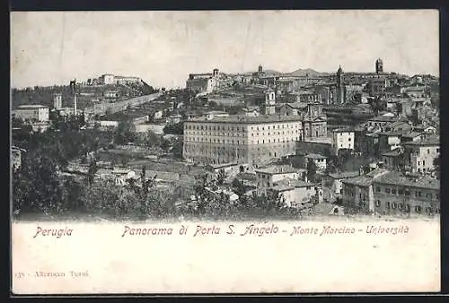 AK Perugia, Panorama di Porta S. Angelo, Monte Morcino, Universita