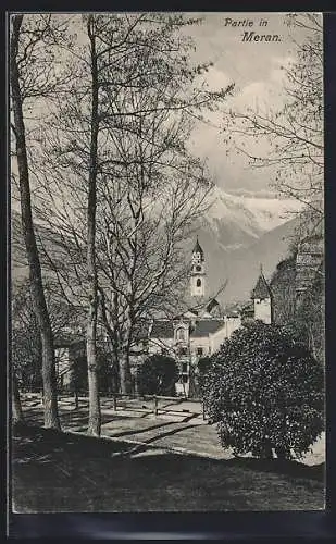 AK Meran, Ortspartie mit Bergen