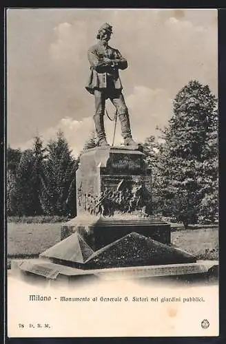 AK Milano, Monumento al Generale G. Sirtori nei giargini pubblici