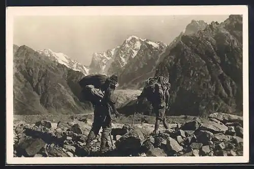 AK Georgien, Kaukasusexpedition der Alpinistengilde 1930, Abmarsch vom Dych-su-Lager