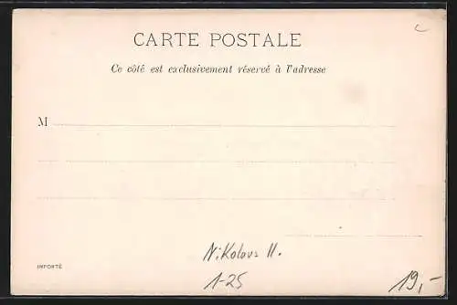 AK Paris, Besuch von Zar Nikolaus II. und seiner Ehefrau 1896, Porträt des Zarenpaares